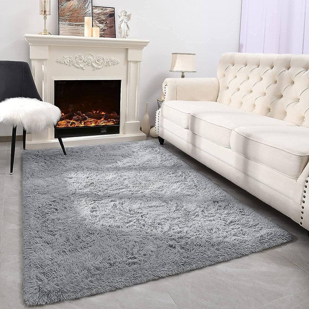 Grey Shaggy Rugs for Bedroom,Super Soft Fluffy Fuzzy Area Rug