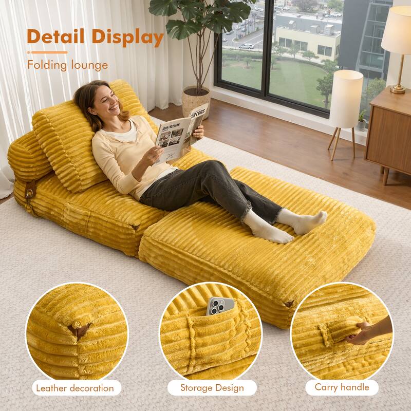 HOOOWOOO Modern Upholstery Fabric Folding Sofa Couch
