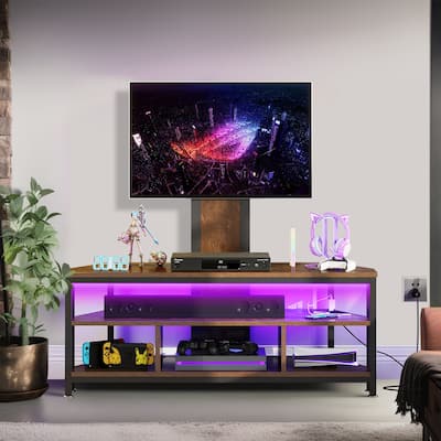 Moasis LED Light TV Stand with Mount, Power Outlet amd USB Port for TVs up to 70"