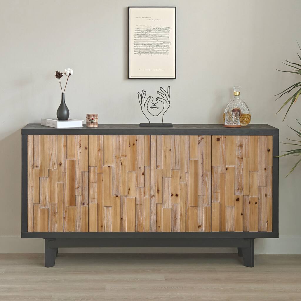 Modern Wooden 4-Door Storage Cabinet