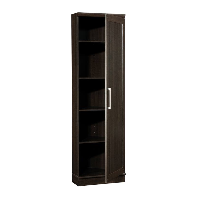 Engineered Wood Contemporary Corner Storage Cabinet with 5 Shelves, Brown - 20.79" W × 19.45" D × 71.42" H