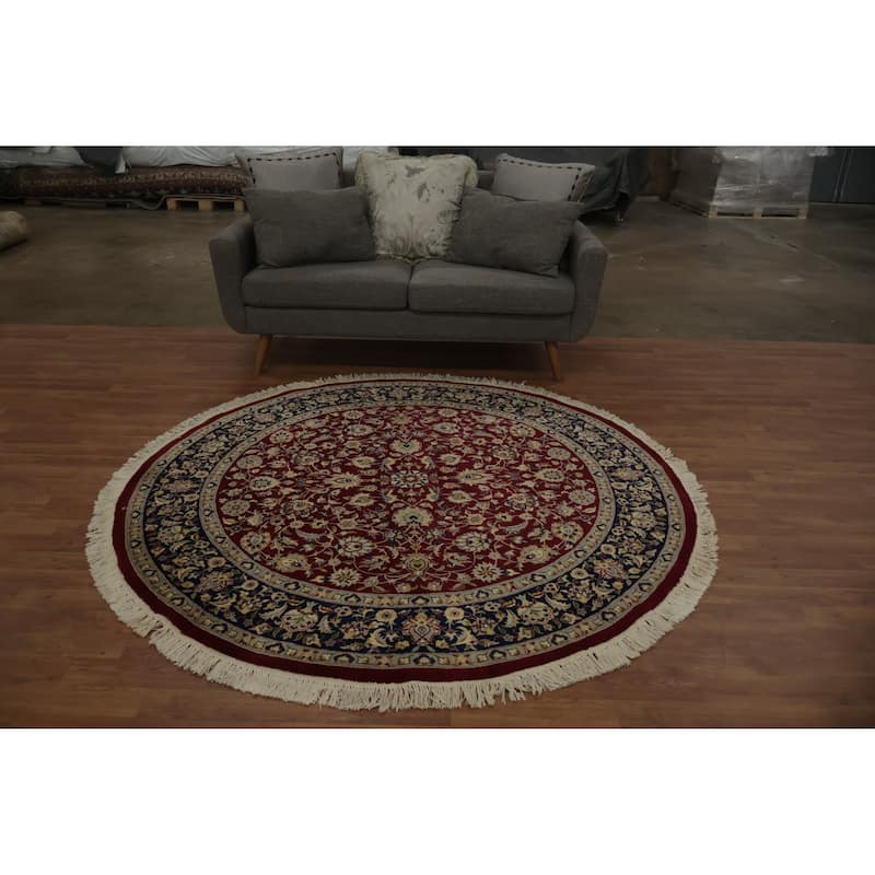 Hand Knotted Oriental 100% Wool Carpet Traditional All-Over Red Ziegler Area Rug - 6' 0'' X 6' 0''