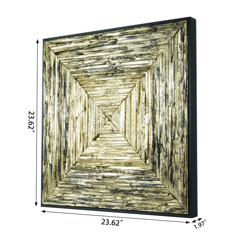 HUJI Gold Pine Wood Carving Wall Decor