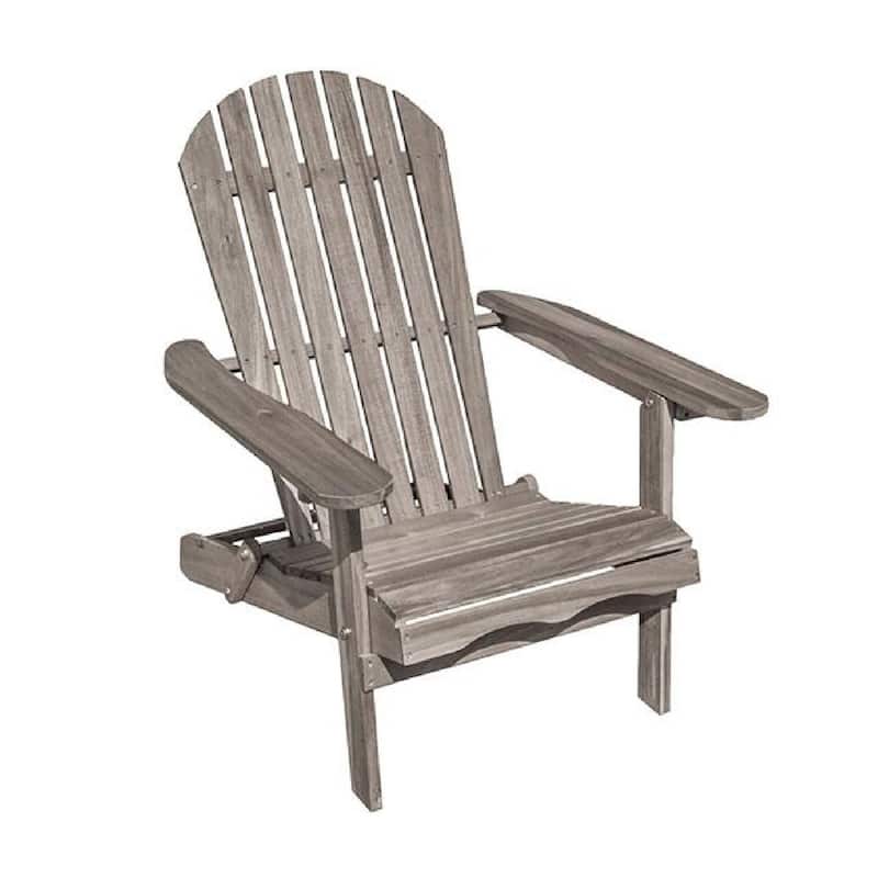 Geli Outdoor Adirondack Chair, Slatted Back, Gray Eucalyptus Wood