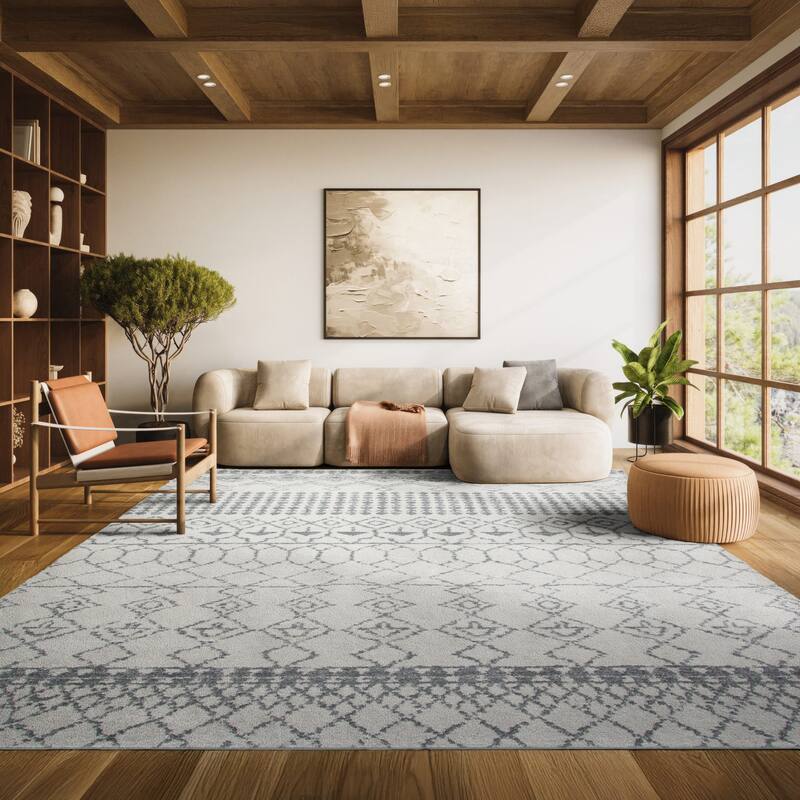 SAFAVIEH Tulum Ethelyn Rustic Moroccan Boho Tribal Rug - 10' x 13' - Ivory/Grey - Runner/Rectangle