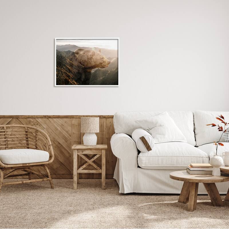 Stupell Abstract Wilderness Bear Rustic Mountain Range Modern Photography Framed Wall Art - Brown