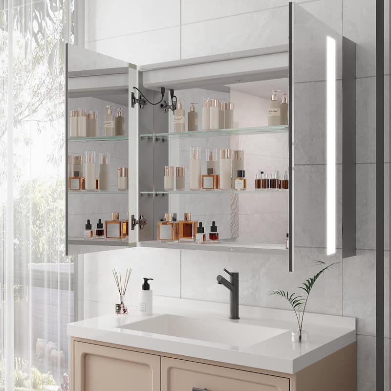 36 x 30 inch Medicine Cabinet with LED Vanity Mirror - Clear