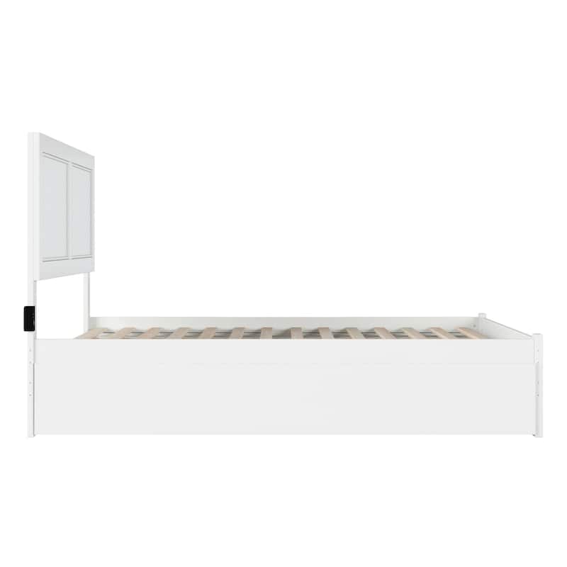 AFI Canyon Full Platform Bed with Footboard & Full Trundle in White