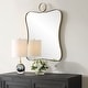 preview thumbnail 3 of 5, Curved Silhouette Framed Vanity Mirror 33" Antique Brass Finish