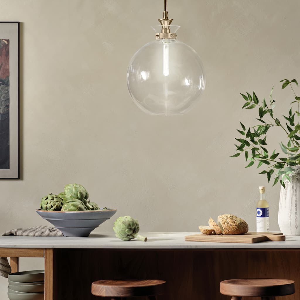 Kichler Lighting Laria 15 Inch 1 Light Pendant with Clear Glass in Champagne Bronze