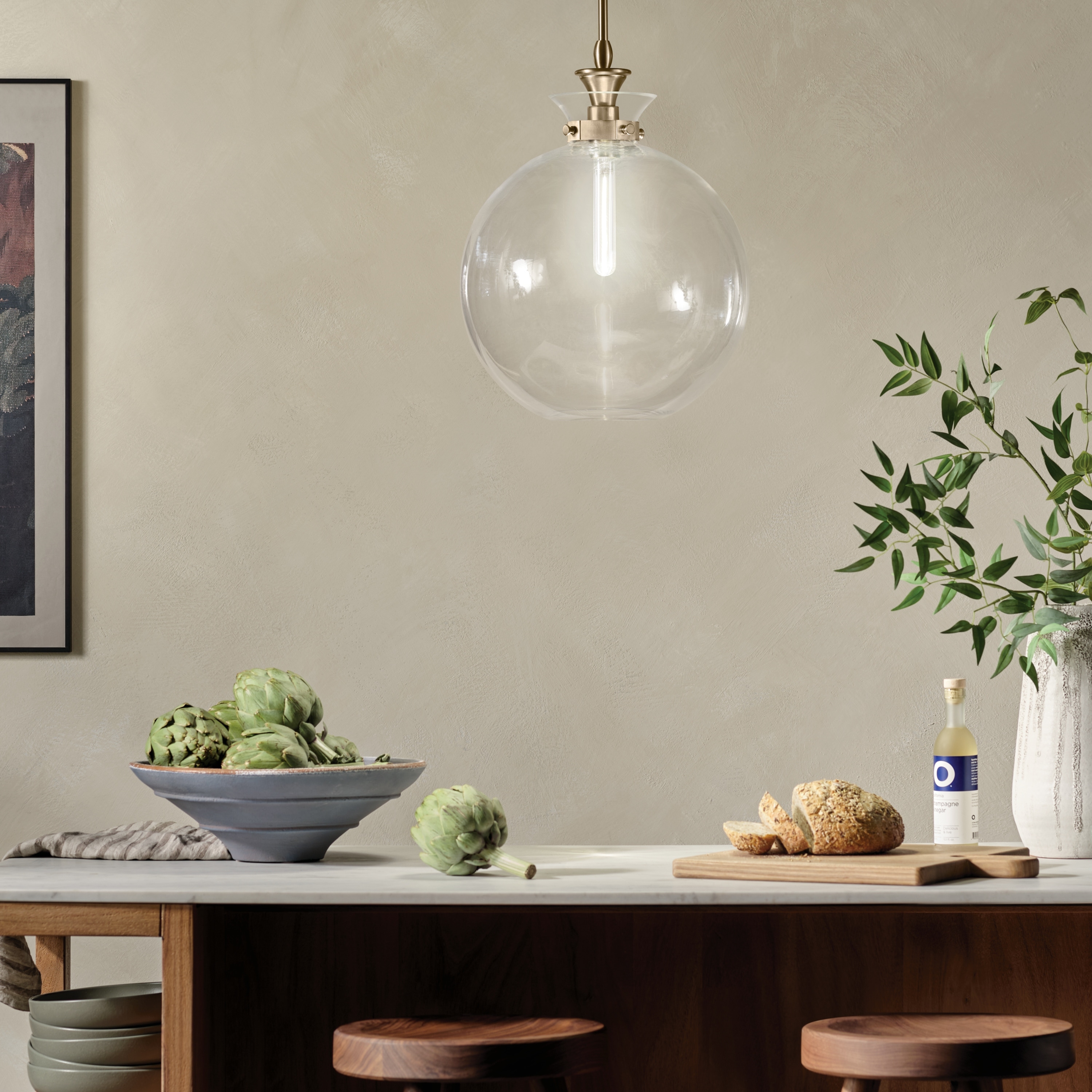 Kichler Lighting Laria 15 Inch 1 Light Pendant with Clear Glass in Champagne Bronze