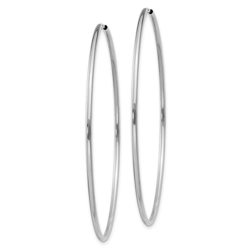 Curata 14k White Gold tube 56x1.5mm Polished Endless Hoop Earrings