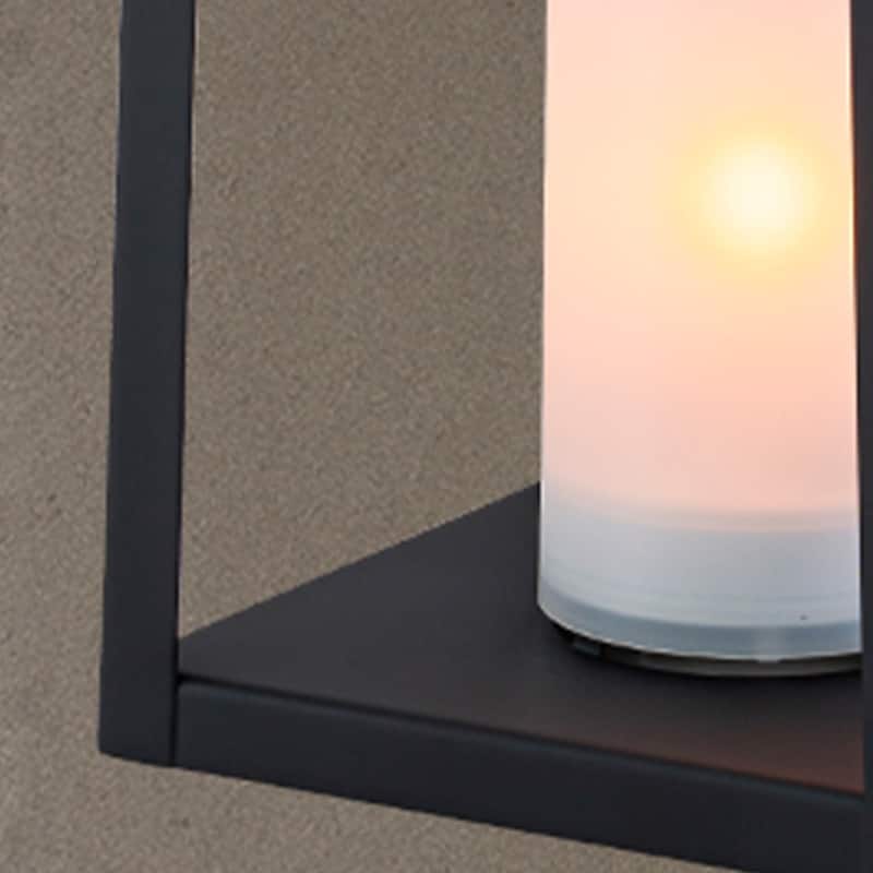 CraftHome 13" Solar Outdoor Lantern with Flickering Candle, Metal Design with Handle for Patio, Garden, or Deck - H13''