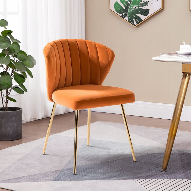 Aruna Accent Chair with Metal Legs 20''W X 19.5 ''D X 29''H by HULALA HOME - Orange