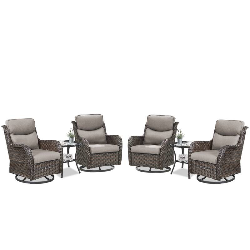 Pocassy Outdoor Glider Chairs Table with 5Inch 6Inch Cushion