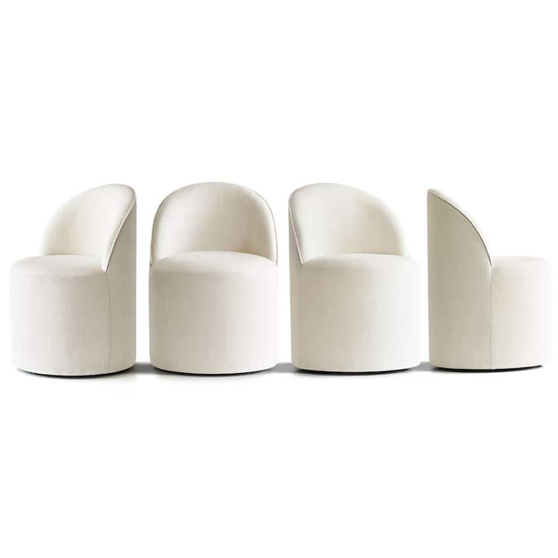 Linen Upholstered Dining Chair with Castors (Set of 4)