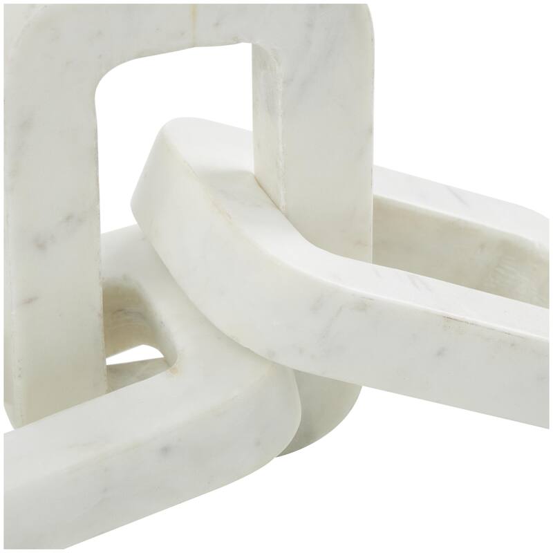 Marble Chain Rectangular 3 Link Decorative Sculpture - White - Roche River Decor