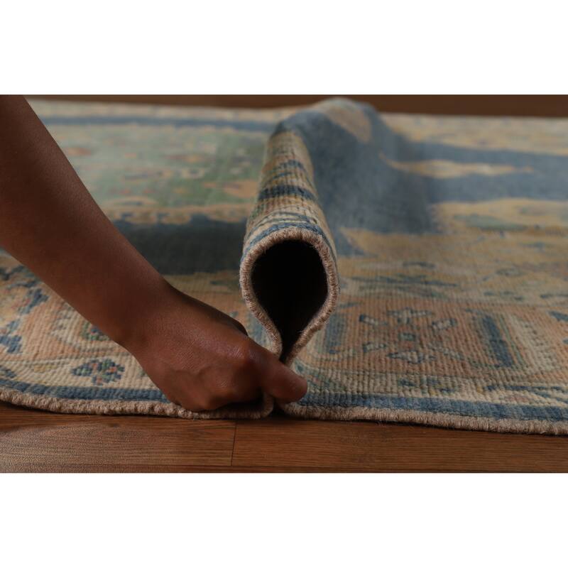 Hand Knotted Oriental 100% Wool Carpet Transitional Medallion Navy Blue & Blues Oushak Area Rug - 10' 1'' X 8' 3''