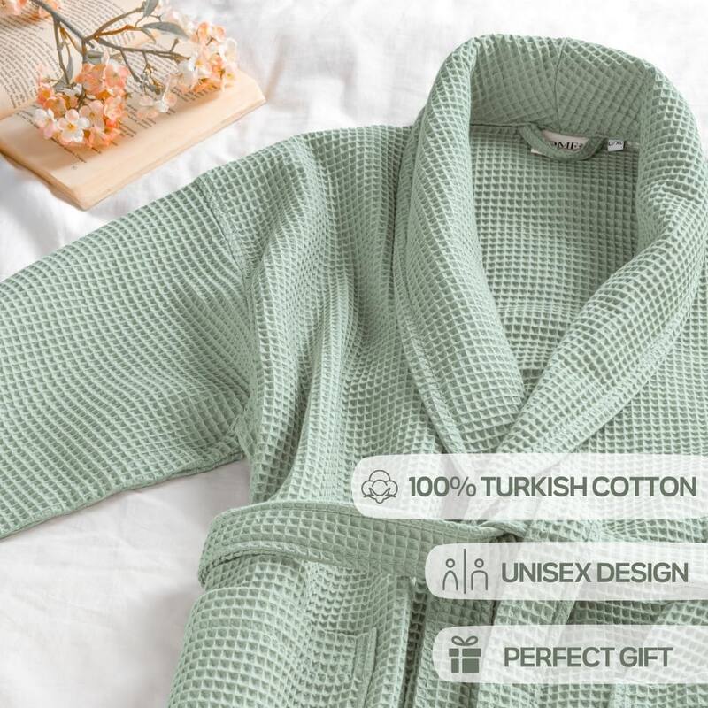 Salbakos Home1961 Lightweight Cotton Waffle Robe – Unisex Spa Bathrobe