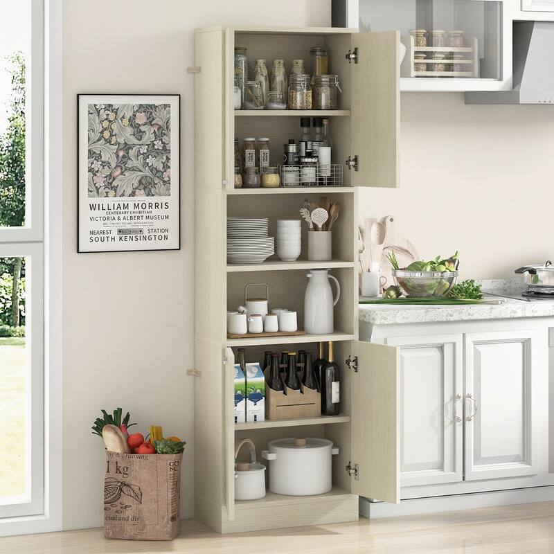 Costway 75" Tall Bathroom Storage Cabinet with 4 Doors & 2 Open - See Details