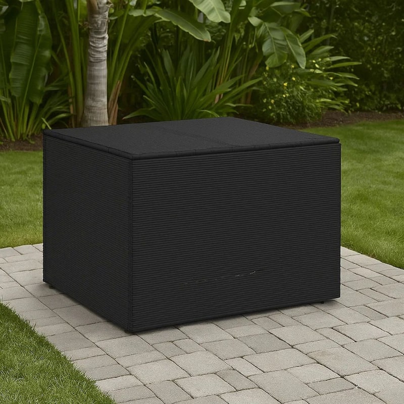 Outdoor Storage Box, Water Resistant Inner Bag 32 Inch Black PE Rattan