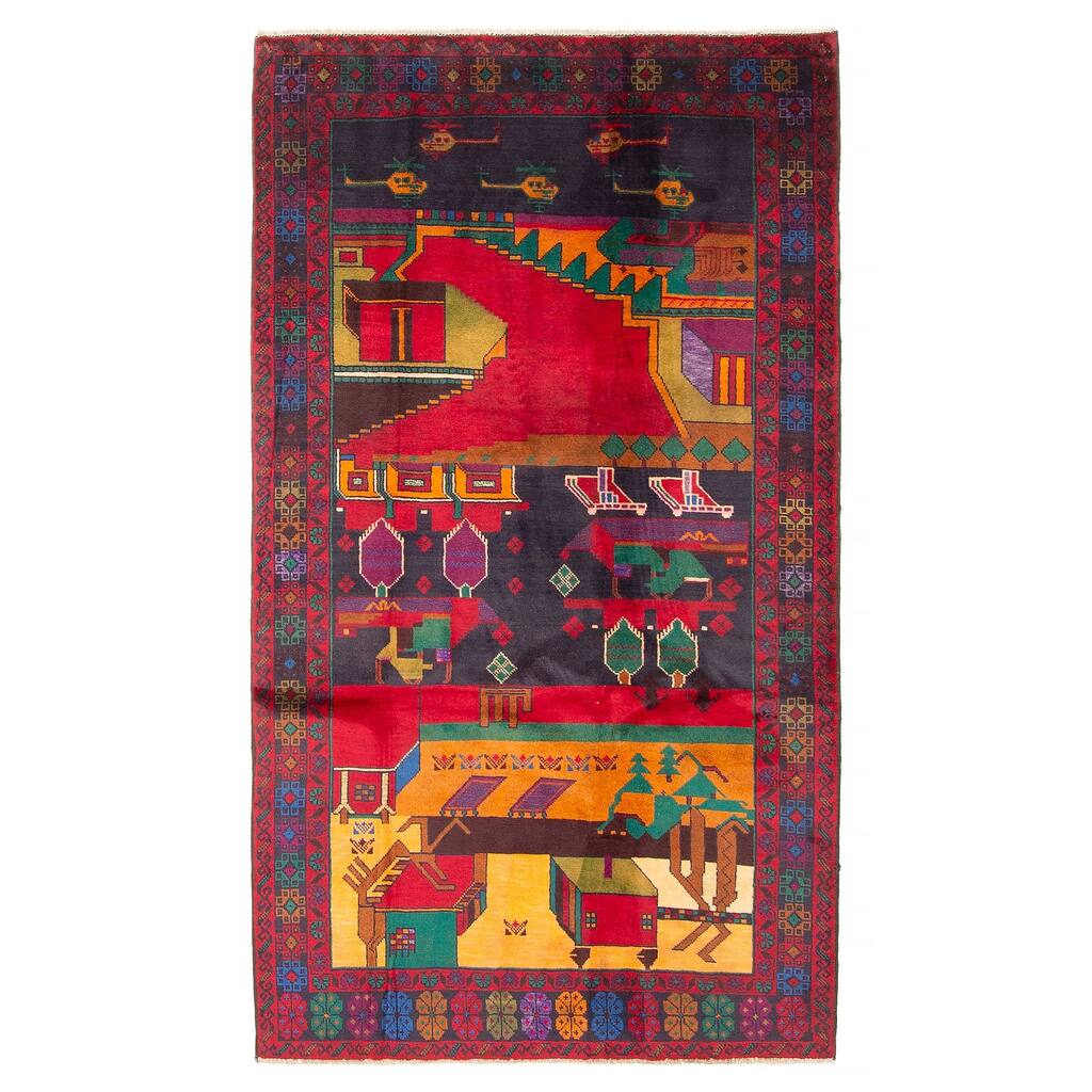 ECARPETGALLERY Hand-knotted Teimani Navy Wool Rug - 3'7 x 6'5