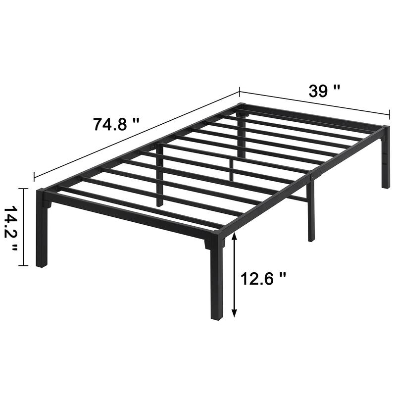 VECELO 14" No-Screw Metal Bed Frame, Quick Snap Assembly Platform, Underbed Storage, Twin Full Queen King Bed Frames