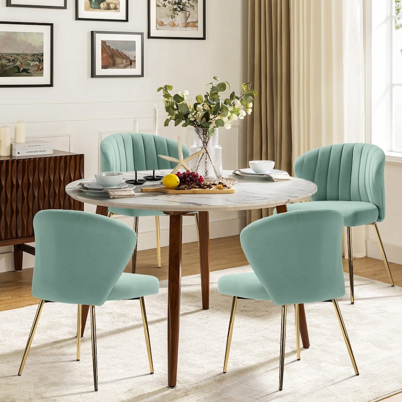 Barbara Side Chair with Metal Base Set of 4 by HULALA HOME - SAGE