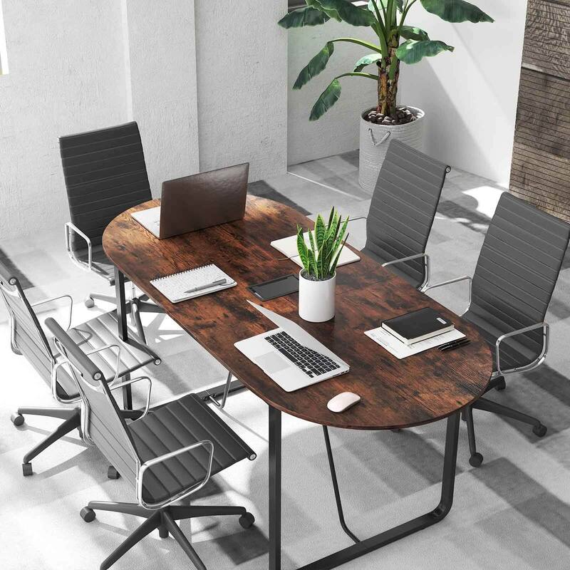 Costway 71 Inches Executive Table, Oval Home Office Table with Cable - See Details