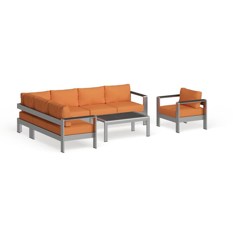 Shore 6-piece Outdoor Patio Aluminum Sectional Sofa Set