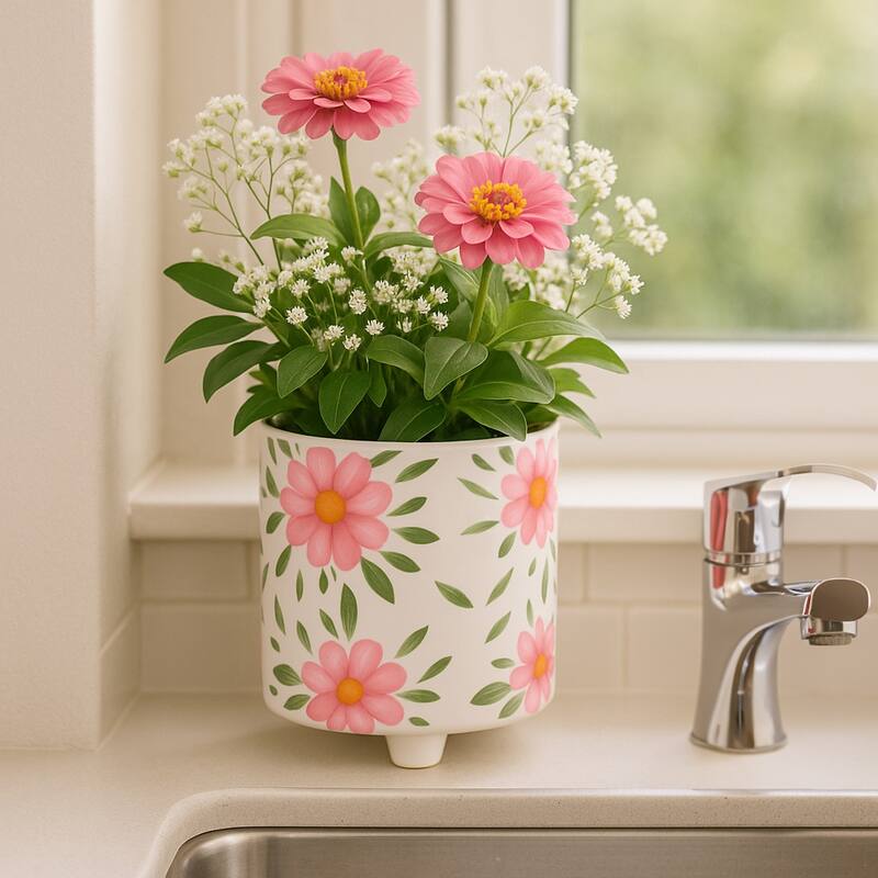 Planter Outdoor Stylish Cute Hand Painted Flower Design