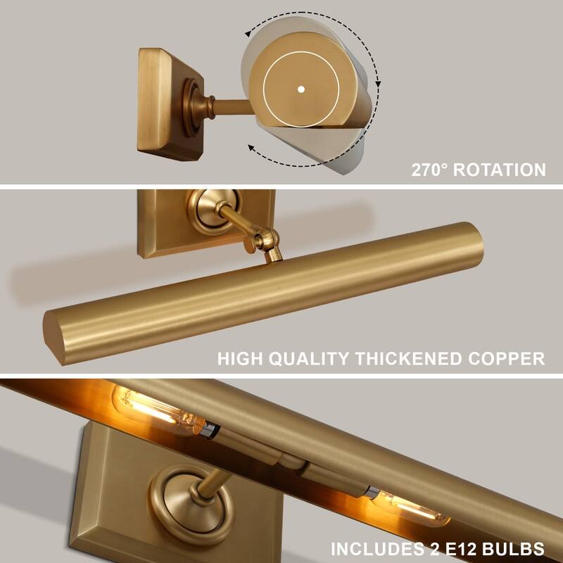 KAYLA Adjustable Gold Picture Wall Sconce - 1-Light, Multiple Sizes (8-30 in.)