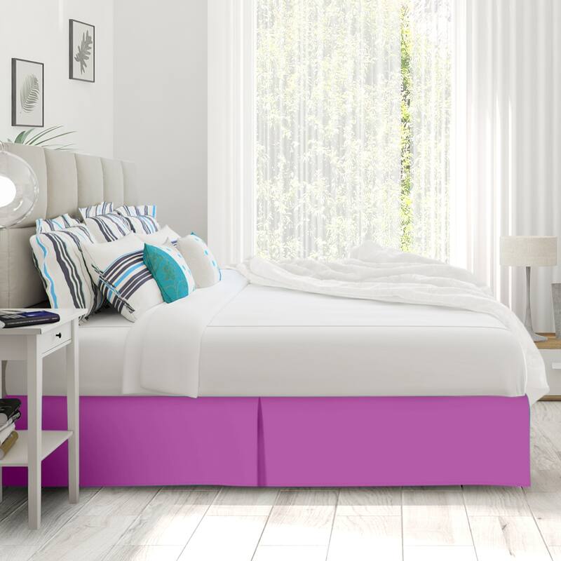 Clara Clark Pleated Bed Skirt-14 inch Tailored Drop - Soft Double Brushed Premium Microfiber Ruffle Bed Skirt - Includes 8 Pins