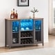 preview thumbnail 6 of 18, Wine Bar Cabinet with LED Light - 15.7"D x 47.2"W x 34.61"H