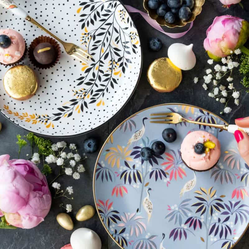 Sara Miller India Cake Plates, Set of 4 - 8 Inch