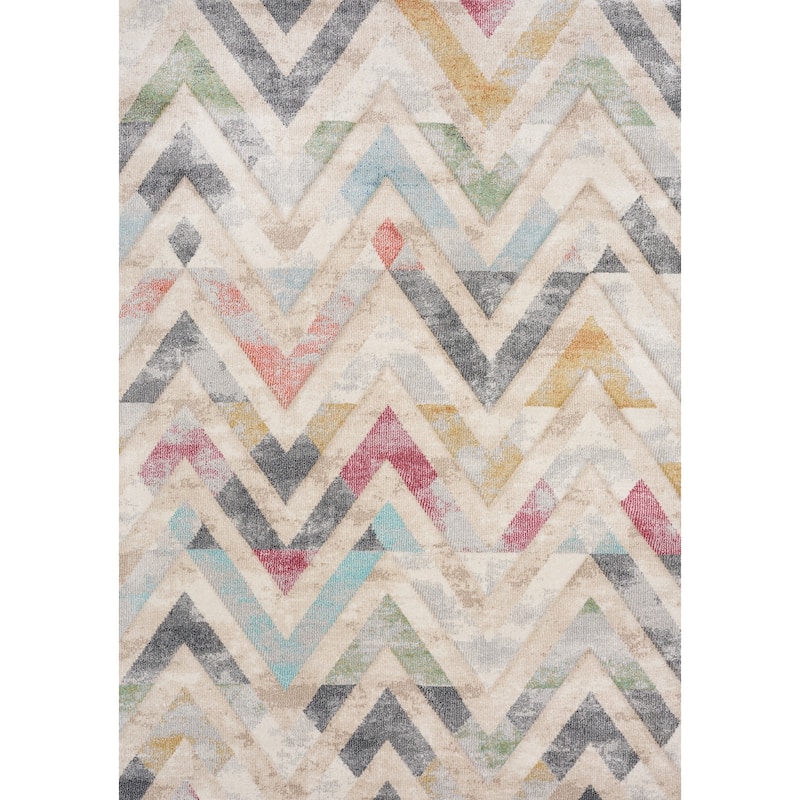 HomeRoots Chevron Modern Rectangle Area Rug - 5' X 8'