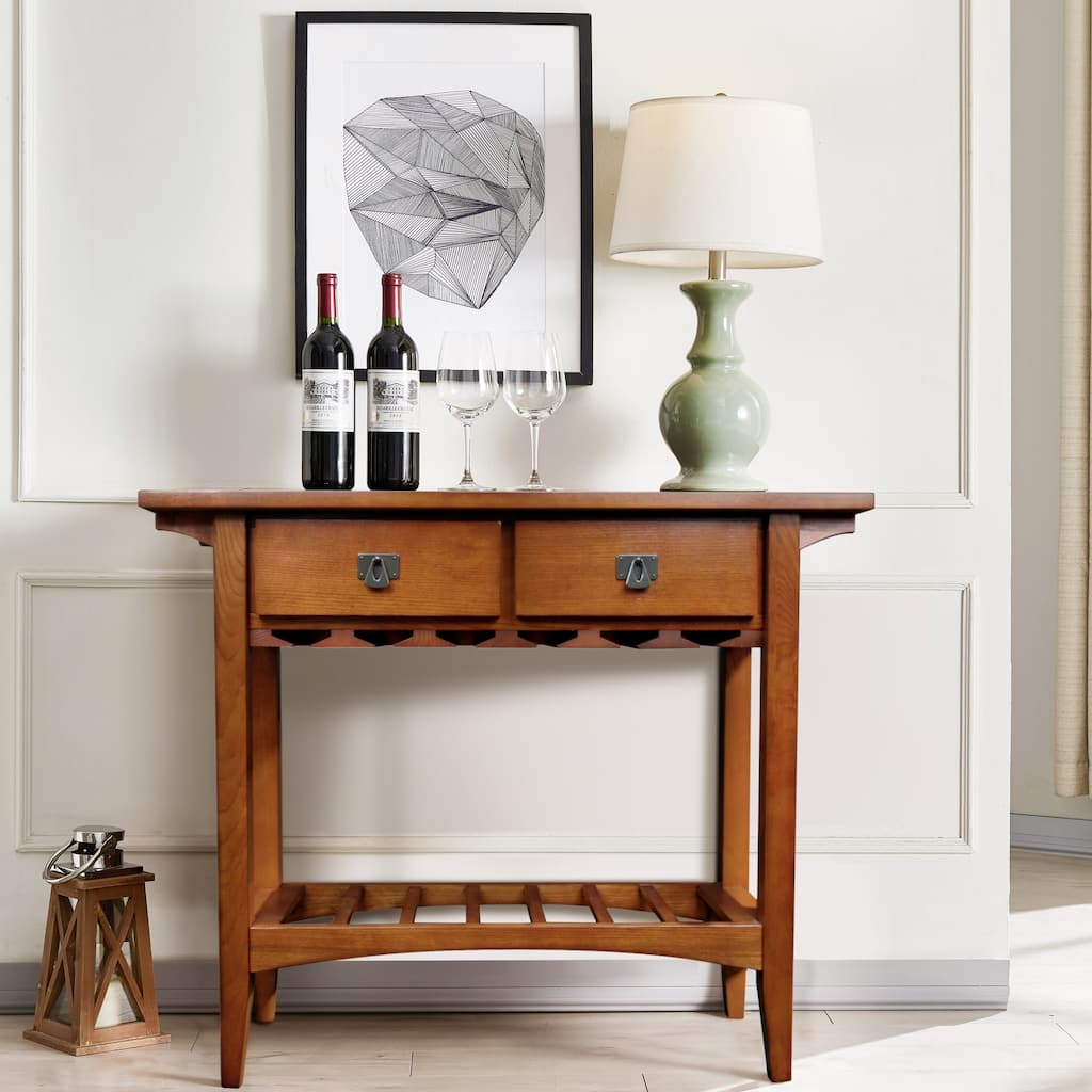 Leick Home Mission Wine Stand with Glass and Bottle Storage