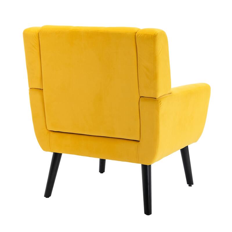 Stylish Upholstered Seating Armchair with Tapered Metal Legs, Yellow Single Sofa Chair Accent Chair with Flared Armrests