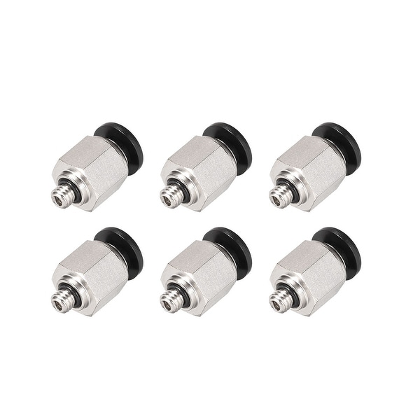 Straight Pneumatic Push to Quick Connect Fittings M5 x 6mm OD Silver Tone 6pcs