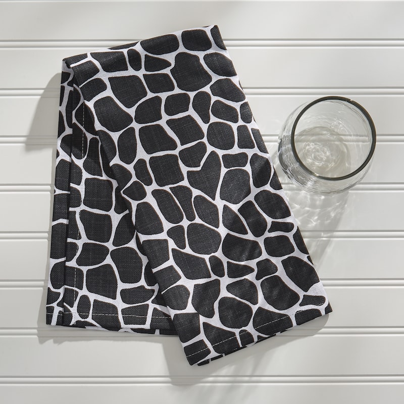 Split P Black Giraffe Printed Towel Set of 4 - 18" X 26"