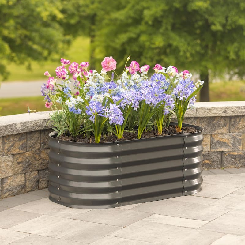 48 in. x 24 in. Large Galvanized Steel Garden Bed