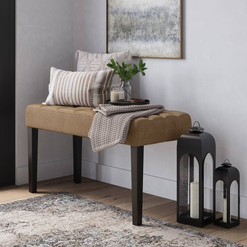 CorLiving California Fabric Tufted Bench - Beige