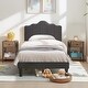 preview thumbnail 9 of 25, VECELO Modern Upholstered Platform Kids Bed with Adjustable Headboard,Twin Size Bed Set of 2