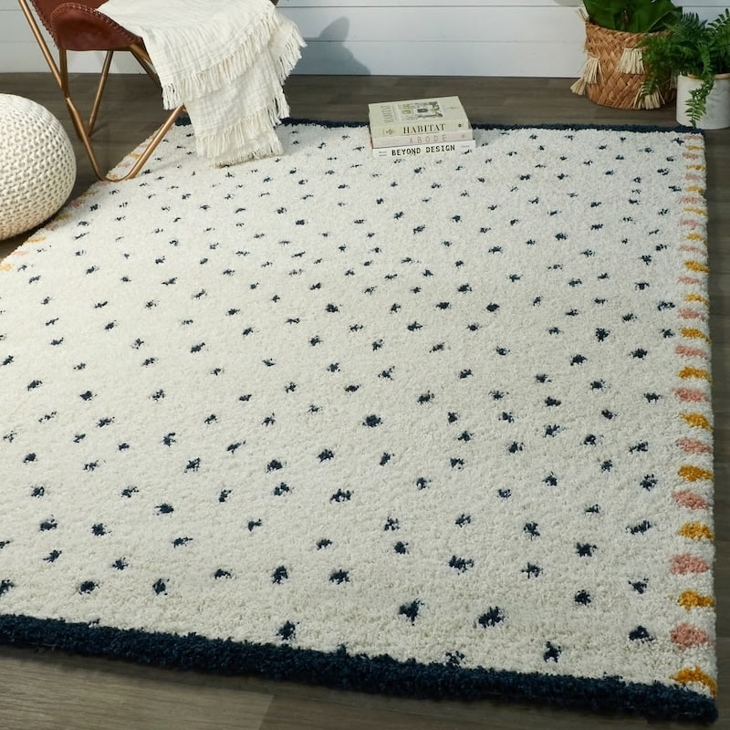 Carson Carrington Abstract Polka Dot Shag Area Rug - 7'10" x 10' - Navy