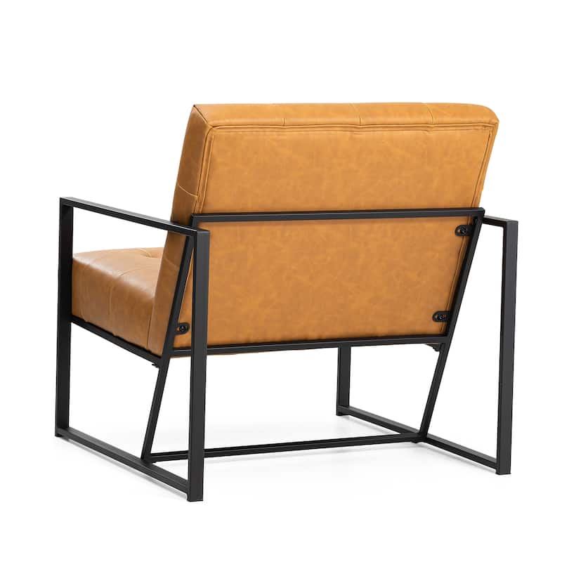 Glitzhome 29.50"W Mid-Century PU Leather Tufted Accent Chair - 29.5"W x 30.5"H x 29.25"D