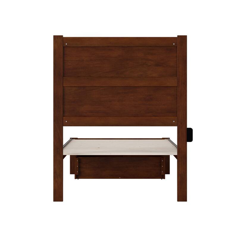 Twin Bed with Drawer - HomeStock Bohemian Style Platform Bed - Walnut Finish