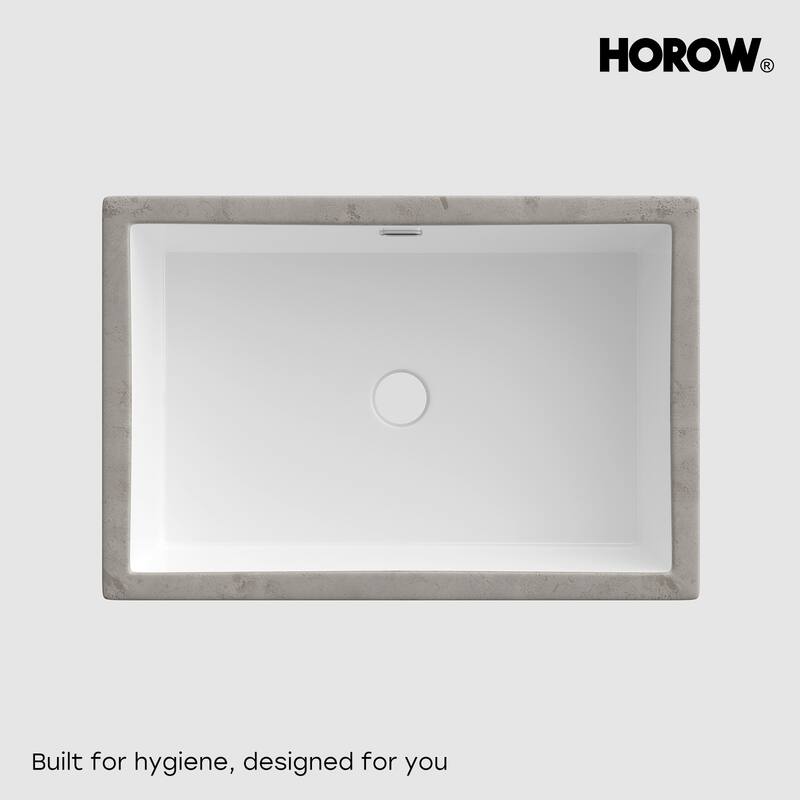 HOROW 23.63 in Rectangular Undermount Ceramic Bathroom Sink in White with Overflow Drain