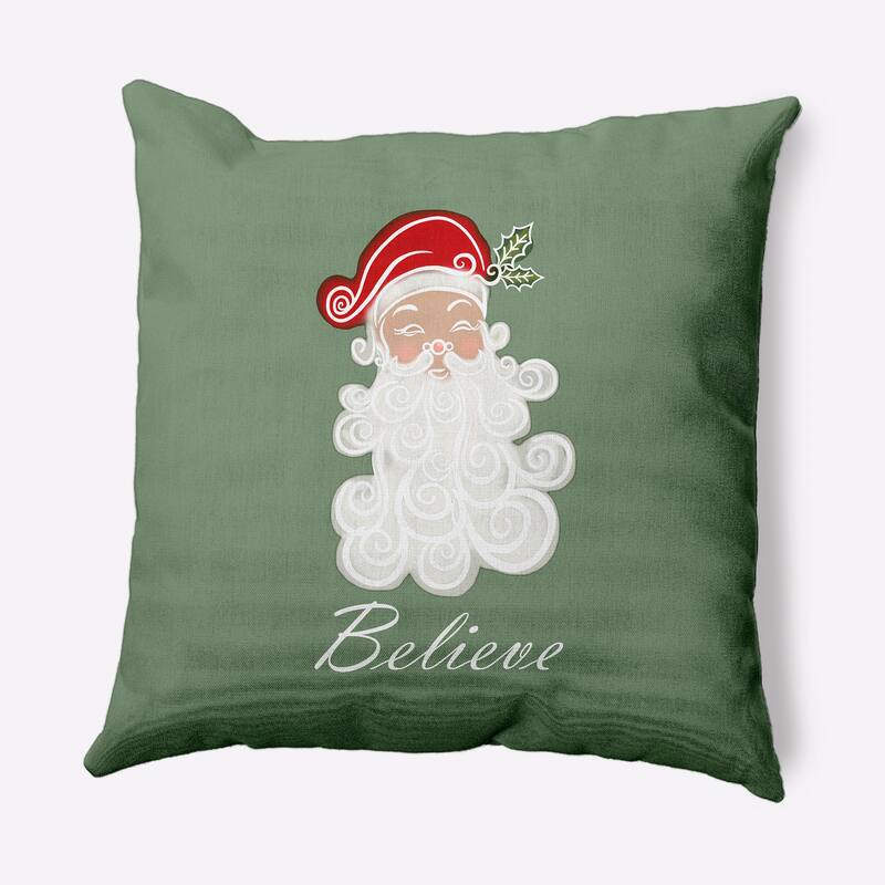 Believe in Santa Christmas Indoor/Outdoor Throw Pillow - 16" x 16" - Sage Green