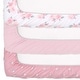 preview thumbnail 5 of 3, The Peanutshell Pink Roses/ Ditsy Floral Mini Crib, Playard Sheet 3 Pack Set