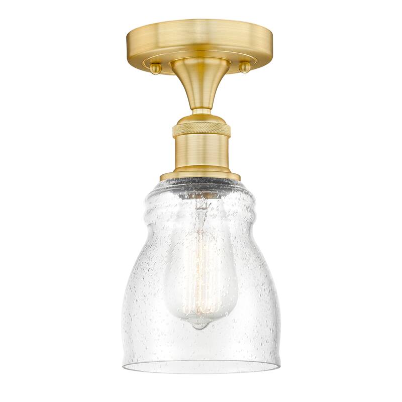 Innovations Lighting Ellery - 1 Light 5" Semi-Flush Mount - Satin Gold/Seedy